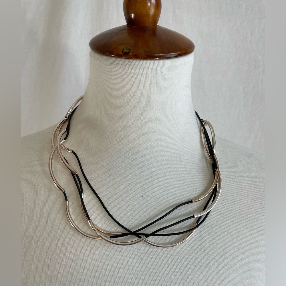 Lizzy James Wrap Necklace/Bracelet – Black with Silver